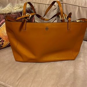 Tory Burch Brown Leather Tote with large Laptop sleeve